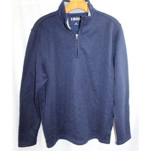 Izod Mens Blue Long Sleeve Quarter Zip Fleece Pullover M